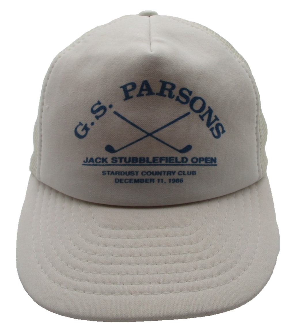 Vintage 80s G.S. Parsons Hat Cap Snap Back Mens One Size White Golf Otto Trucker